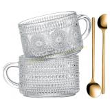 Gezzeny Vintage Glass Coffee Mugs 14 oz