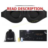 MZOO Sleep Eye Mask 3D Contoured, Black no ear plu