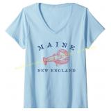 Womens Maine Lobster Graphic V-Neck T-Shirt
