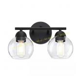 13.33 in. 2-Light Matte Black Vanity Light