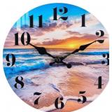 Wall Clock Battery Operated Beach Blue 8"