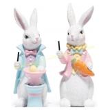 Easter Bunny Figurines Set   2 Resin Ornaments