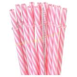 Dakoufish 12 Pcs 9" Reusable Straws (Pink), Batter