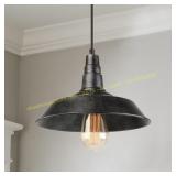 1-Light Industrial Black Pendant Light
