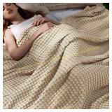 Bedsure 50/50 Cotton Bamboo Waffle Twin Khaki