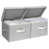 StorageWorks Fabric Storage Box with Lid, Gray, pe