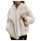 BLACK Flygo S Faux Fur Coat, Open Front