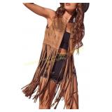 BEAUDRM Fringe Vest Sleeveless Tassel Jacket