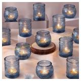 DARJEN 24pc Blue Glass Candle Holders