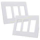 CML 3-Gang Screwless Wall Plate, White 2 Pack