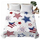 Patriotic Flat Sheet + Pillowcases Size Unknown