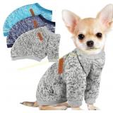 3 Pack Dog Sweaters for Small Dogs, Navy/Gray
