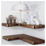 BATODA Acacia Corner Shelves 17"x12" Walnut