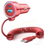 WHITE USB-C 60W Fast Car Charger with 5ft Cable