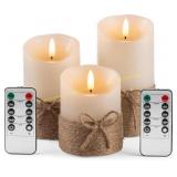 AKU TONPA Flameless Pillar Candles Set (Ivory)