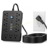 JouleLoom 6ft Flat Plug Surge Protector, USBs