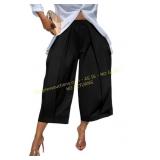 Famnbro Womens Wide Leg Capri Dress Pants High Wai