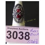 Simulated ruby and emerald ring  Size 6 ï¿½