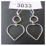 Pair of sterling heart earrings