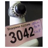 Black agate ring  Size 8