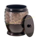 Dublin Brown Small Trash Can with Lid - Brown