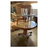 Round oak table and chairs