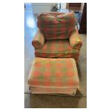 Upholstered chair and foot stool