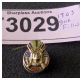 1903 gold filled Native American Indian lapel pin