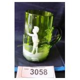 Vintage hand decorated art glass mug