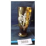 Vintage hand painted art glass vase