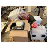 Plastic totes, clothing, home goods