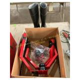 Size 7 rubber boots, bicycle wall mount