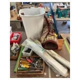 Rug, chair, assorted tools