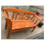 Wooden bench with storage