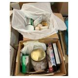Skin care products, vhs tapes, shells