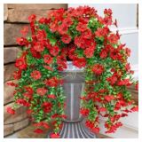 HyeFlora Artificial Hanging Flowers, 2Pcs Red