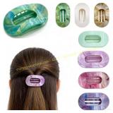 Round Flat Hair Clips, 8 Pcs - Marble Pattern