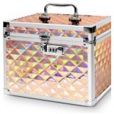 Medication Lock Box with Code Plaid Gold
