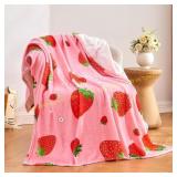 Pink Strawberry Kids Throw Blanket 50 x60