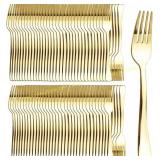 LOEQIAN 200 Pack Gold Forks 7.4" Heavy Duty