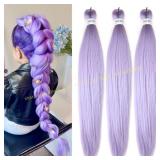 Light Purple Braiding Hair Pre Stretched Yaki, cat