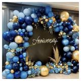 Navy Blue Gold Balloon Arch Kit for Events, bunny