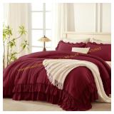 Andency Burgundy Twin Comforter Set, 2pc