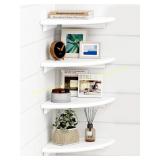 White Floating Corner Shelves, Set of 4