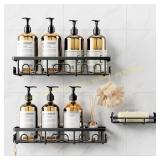 3-Pack Adhesive Shower Caddy with Hooks, Black