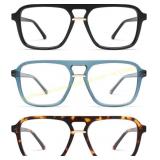 AMOMOMA 3 Pack Trendy Aviator Readers +1.5