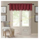 Elrene Rod Pocket Damask Valance, 52x19, Rouge