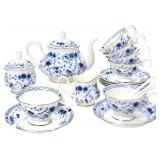 Bone China Tea Set, 21-Piece for 6 (Blue)