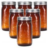 Eleganttime Amber Mason Jars 32 oz Wide Mouth