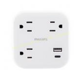Philips Surge Tap 3 Outlet, USB-A/C, 12W x2